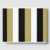 の結婚ゲストブックブラック金ゴールドホワイトストライプパターン ゲストブック (裏面)