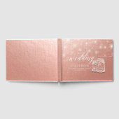 の結婚ゲストブックメイソンjar文字列ライトバラ金ゴールド ゲストブック (全面)