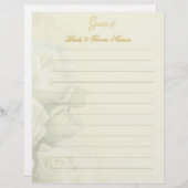 の結婚ゲストブック文房具 – ホワイトローズ (正面/裏面)