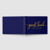 の結婚ゲストブック金ゴールドネイビーブルー書道 ゲストブック (全面)