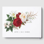 の結婚ゲストブック | アイボリーブルゴーニュ牡丹フローラ ゲストブック (裏面)