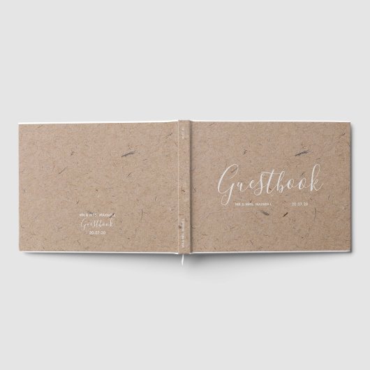 の結婚ゲストブック |クラフト素朴紙シック ゲストブック (全面)