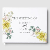 の結婚ゲストブック | サニーエレガントイエローフラワー ゲストブック (正面)