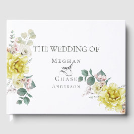 の結婚ゲストブック | サニーエレガントイエローフラワー ゲストブック