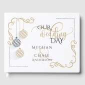 の結婚ゲストブック |ブラックモダンと金ゴールドのボーブル ゲストブック (正面)