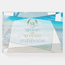 の結婚ゲストブック | モノグラムモダン幾何学模様 ゲストブック