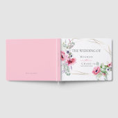 の結婚ゲストブック | 水彩ピンクポピー ゲストブック (全面)