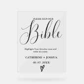 の結婚ゲストボードのサイン、バイブルのゲストブックのサイン アクリルサイン (正面)