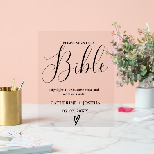 の結婚ゲストボードのサイン、バイブルのゲストブックのサイン アクリルサイン (ウェディング)