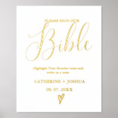 の結婚ゲストボードのサイン、バイブルのゲストブックのサイン 箔ポスター (正面)