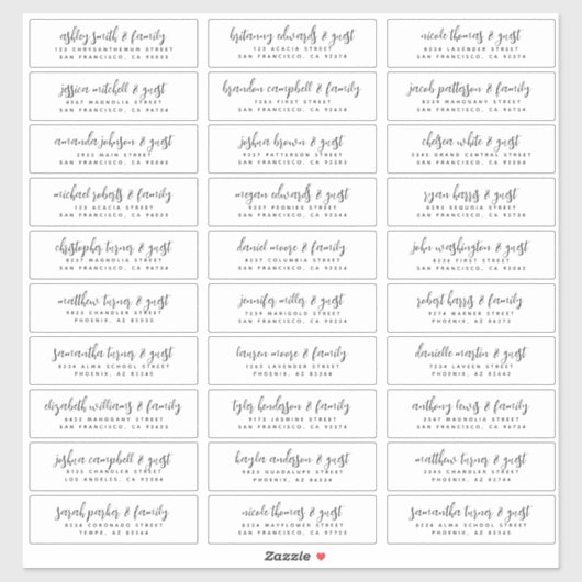 の結婚ゲスト名モダンシンプルの白黒 シール (シート)