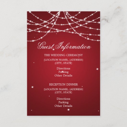 の結婚ゲスト情報きらめく文字列Red エンクロージャーカード (正面)