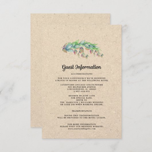 の結婚ゲスト情報カード |クラフト植物学 エンクロージャーカード (正面/裏面)