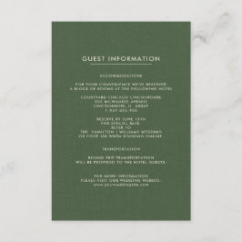 の結婚ゲスト情報カード |緑のパターン エンクロージャーカード