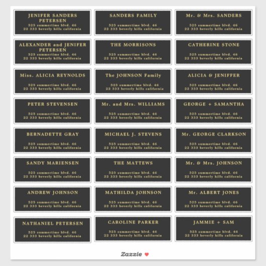 の結婚ゲスト24カスタム黒住所 シール (シート)