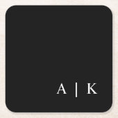 の結婚コースターはモノグラム白黒に好意を持つ スクエアペーパーコースター (正面)