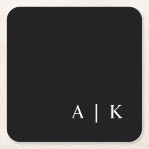 の結婚コースターはモノグラム白黒に好意を持つ スクエアペーパーコースター