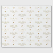 の結婚ゴールデンハート新郎新婦の名前，白 ラッピングペーパー (フラット)