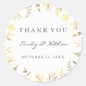 の結婚ゴールデンリーフありがとうステッカー ラウンドシール (正面)