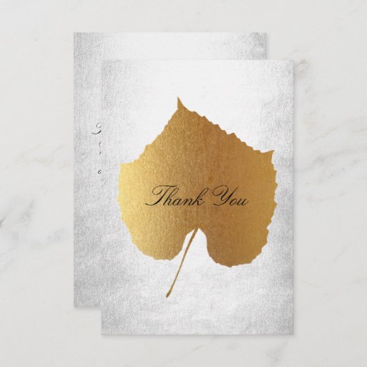 の結婚ゴールデンリーフシルバーありがとう 招待状 (正面/裏面)