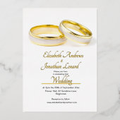 の結婚ゴールドフォイルエレガントリングや輪シンプル 箔招待状 (正面)