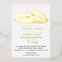 の結婚ゴールドフォイルシンプルリングや輪 箔招待状