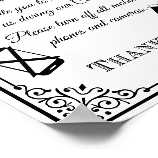 の結婚サインが詰め結婚ていないヴィンテージ白黒 ポスター (角)