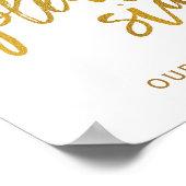 の結婚サイン「サインして」タイポグラフィ |ゴールド・フォイル ポスター (角)