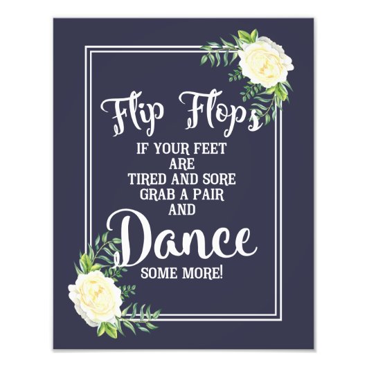 の結婚サイン、ビーチサンダル、結婚、フローラバラ フォトプリント            (正面)