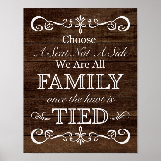 の結婚サイン – 座席のサインを素朴選結婚択する ポスター (正面)