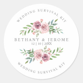 の結婚サバイバルキット引用文オンピンクフローラガーランド ラウンドシール