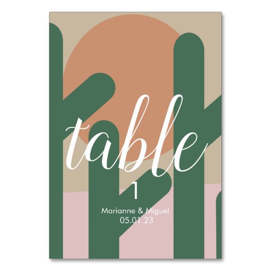 の結婚サボテンの座席番号 テーブルナンバー (正面)