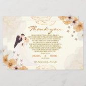 の結婚サンキューカードとクリームフローラデザイン (正面/裏面)