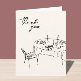 の結婚サンキューカードと後パーティーテーブル サンキューカード