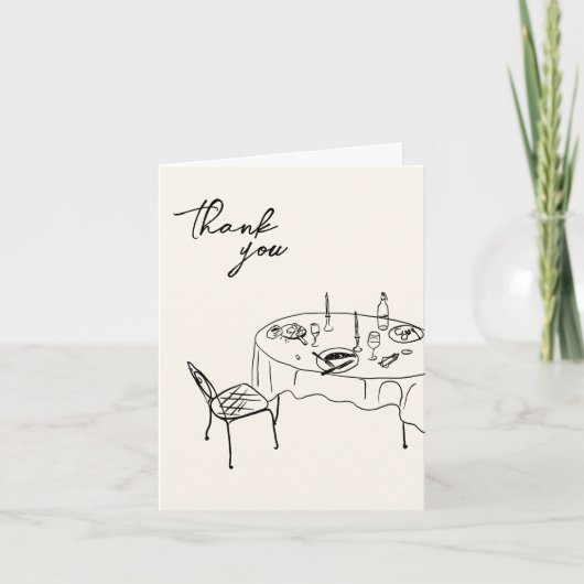 の結婚サンキューカードと後パーティーテーブル サンキューカード (正面)