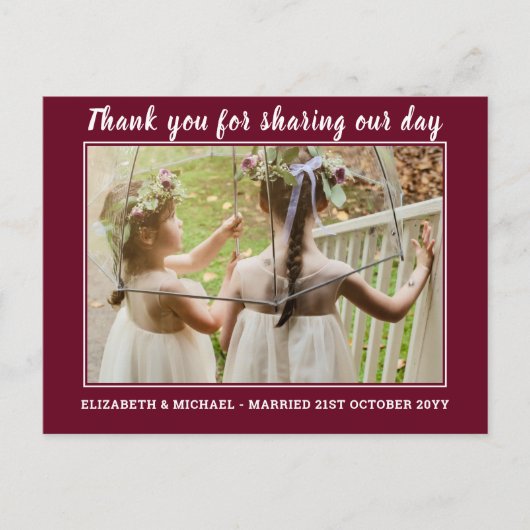 の結婚サンキューカードとPhoto Virtual Digital ポストカード (正面)