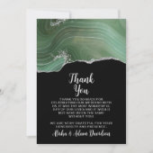 の結婚サンキューカードグリーンシルバーグリッターブラック サンキューカード (正面)