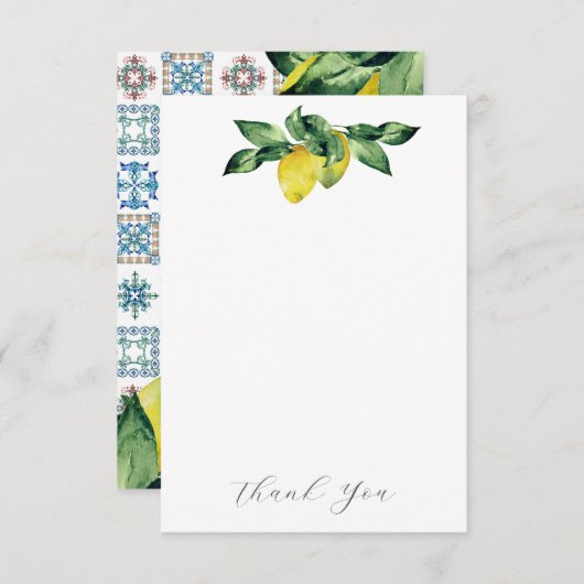 の結婚サンキューカードブルー&イエローレモン サンキューカード (正面/裏面)