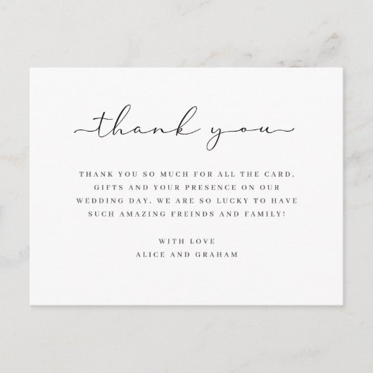 の結婚サンキューカードメシンプルッセージ ポストカード (正面)