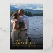 の結婚サンキューカード上品な金の箔のオーバーレイド 箔シーズンカード (正面)