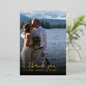 の結婚サンキューカード上品な金の箔のオーバーレイド 箔シーズンカード (立ち正面)