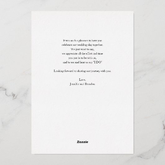 の結婚サンキューカード上品な金の箔のオーバーレイド 箔シーズンカード (裏面)