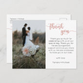 の結婚サンキューカード、スクリプモダントはがき ポストカード (正面/裏面)