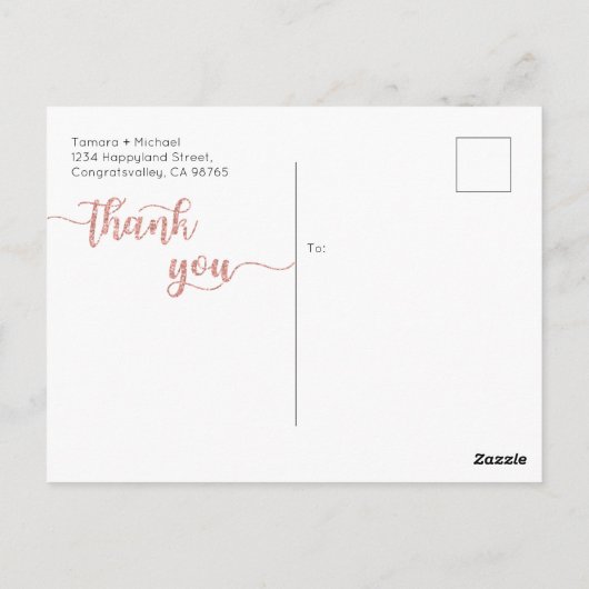 の結婚サンキューカード、スクリプモダントはがき ポストカード (裏面)