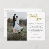 の結婚サンキューカード、スクリプモダントはがき ポストカード (正面/裏面)