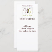 の結婚サービスの注文モノグラムのロゴ プログラム (正面/裏面)