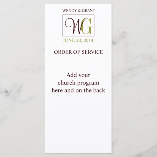 の結婚サービスの注文モノグラムのロゴ プログラム (正面)