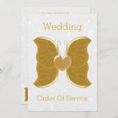 の結婚サービス金ゴールド蝶ハート 招待状 (正面/裏面)