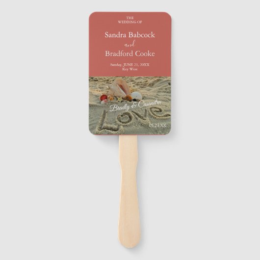 の結婚シェルのビーチ、砂のサンゴの愛 ハンドファン (裏面)