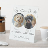 の結婚シグネチャードリンクペット犬2枚の写真 台座サイン (インサイチュ)